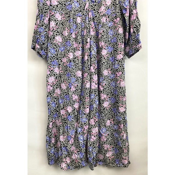 NWT Loft Floral Ruched Long Sleeve Midi Dress, Black Pink Blue - Size‎ 18 - Picture 5 of 10
